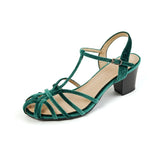 Spring Vintage Gladiator Buckle Strap Close Toe Shoes Summer Sandal Roman Style Size43 Womens Sandals Retro Ladies Velvet Shoes