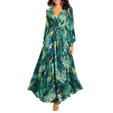 Vestido Floral Print Boho Maxi Dress Sexy Lady Bohemian Autumn Long Dress Women Beach Dresses Female Robes party dresses