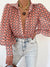 Elegant Women Commute Single-breasted Blouse Spring Fashion Retro Printing Lantern Sleeve Shirts Office Lady Casual Blusa