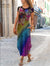 3XL Women's Robe Dress Floral Print Short Sleeve Summer Boho Long Dress Women Casual Loose O Neck Slim Sun Dress Vestidos