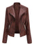 Pu Faux Leather Jackets Women Long Sleeve Zipper Slim Motor Biker Leather Coat Female Outwear Tops
