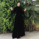 Bjlxn Factory Ramadan Eid Djellaba Muslim Dress Dubai Soft Grosgrain Silky Abaya Dubai Turkey Muslim Dress Islam Robe With Belt WY715