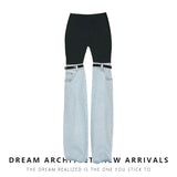 Spliced Jeans Spring 2023 New High-waist Straight Fashion High Street Ankle-Length Pants