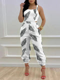 Ladies Off Shoulder Sleeveless Jumpsuit Summer Women Casual Solid Rompers Streetwear Long Playsuits Overalls With Pockets