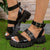 Punk Ankle Strap Platform Sandals for Women PU Leather Thick Bottom Gladiator Shoes Woman 2023 Summer Non Slip Beach Sandalias
