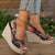 Bohemian Style Print Wedge Sandals for Women Peep Toe Chunky Platform Shoes Woman Summer Thick Bottom Gladiator Sandalias Mujer