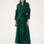 Miyake Pleated Long Petal Sleeve Dress Lapel Cardigan Sashes Loose High Long Green Dress Winter Women Designer Clothing