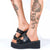 Goth Punk Large Thick bottom Slippers Female Summer 2023 New Punk Bat Decorative Belt Buckle Slope Heel Sandals Female