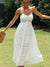White Spaghetti Straps Dress Elegant 2023 Summer Women Holiday Hollow Out Long Beach Sundress Soft Smock Split Vestido A1074