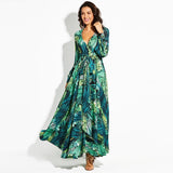 Vestido Floral Print Boho Maxi Dress Sexy Lady Bohemian Autumn Long Dress Women Beach Dresses Female Robes party dresses