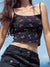 Cherry Print Slim Crop Top Women Summer Sweet Cute Sleeveless Black Cotton Short Tank Tops Female Casual Vintage Y2k Clothes