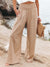 Spring Autumn Button Wide Leg Pants Women Solid Casual Cotton Linen Long Pants Elegant Female Slim Straight Thin Trousers