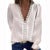 Summer Blouses Women Fashion Lace Patchwork V Neck Long Sleeve Casual Elegant Shirts Tops Office Work Plus Size Chiffon Blouse