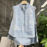 Fashion Denim Vest Women's Net Infrared Wear Loose Summer Thin Section Outer Wear Vest Vest Jacket tTrendy