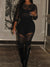 Black See Through Jumpsuits Sexy Holes Long Sleeve Bodycon Rompers Womens Jumpsuit Fall Winter Midnight Clubwear