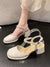 French Vintage Black Shoes Non Slip Women Elegant Comfort Square Toe Sandals 2023 Summer Korean Fashion Hollow Shoes Office Lady