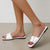 Fashion Buckle Summer Slippers Women White PU Leather Flat Sandals Woman Casual Open Toe Non Slip Beach Flip Flops Plus Size 43