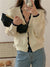 Women Patchwork Lace Sweaters Sweet Chic New Autumn V-Neck Slim Clothes Loose Elegant All Match Knitted Cardigans Tops