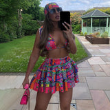 Bjlxn Lokar New Bandana Print Bikini Sexy Suits Women Fashion Summer Suit Women Elegant Mini Cake Skirts Suits Female Ladies