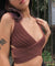 Knitted Crop Top Y2K Backless Strap Tank Tops Sexy Summer Sleeveless Beach Cami V Neck Fashion Angel-wing-like Top