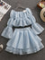 New Summer Korean Sweet Two Piece Set Women Short Shirt Blouse Crop Top + Mesh Cake Skirt Suits Fashion Fairy 2 Piece Suits