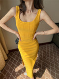 Summer Sleeveless Midi Dress New Women Elegant Female Casual One Piece Vestdios  Lady Fashion Clothes Dresses