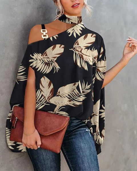 Summer Oversize Print Women's Top White Solid Long Batwing Sleeve Female Office Blouse Fashion Loose Casual Ladies Clothes