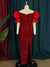 Red Sequins Dresses Cold Shoulder Velvet Short Flare Sleeve Luxury Evening Party Gowns High Slit Cocktail Event Outfits for Lady