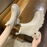 Spring Fashion Ladies Elegant White Ankle Boots Female High Heel Platform Shoes Black Gothic Leather Punk Ankle Boots