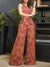 Leaf Print Sleeveless Top & Pants Set Summer Women Two Piece Set