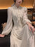 Elegant Ruffle Midi Dress Women Spring Summer 2023 New French Retro Long Sleeve Evening Party Vestidos Fashion Female Clothes