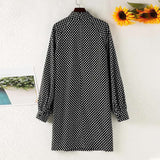 Fashion OL Bohemian Dress Women Puff Sleeve Sundress Casual Polka Dot Knee Vestido Party Holiday Turtleneck Robe Longue 7