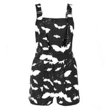 Bjlxn Bat Pattern Overalls Gothic Emo Printed Bodysuits Women Grunge Punk Bodycon Aesthetic Sexy Club Rompers with Pockets