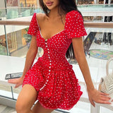 Fandy Lokar Summer Sleeve Dresses Women Fashion Collected Waisted Square Collar Dress Women Elegant Dresses Female Ladies