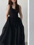 Black Long Tank Dress Women Spring Summer O Neck Floor-length Office Lady Casual Pockets Dresses 2023 New Female Clothing