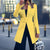 Elegant Office Lady Blazer White Women's Jacket Fashion Long Casual Suit Coat Autumn Simple Stand-up Collar Blazer Black Yellow