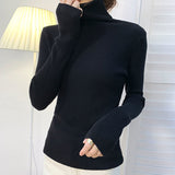 Harajuku Pullover Turtleneck Sweater Women Fall Soft Knit Sweater Slim Elastic Korean Simple Basic Cheap Jumper Solid Tops