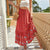 Boho Retro Floral Print Skirts Women Summer High Waist A-Line Pleated Long Skirts Casual Holiday Beach Skirt