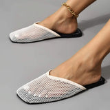 Women's Summer Home Slippers New Mesh Flat Shoes Square Toe Casual Sandals Wholesale Shoes For Women Zapatos de mujer