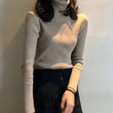 Harajuku Pullover Turtleneck Sweater Women Fall Soft Knit Sweater Slim Elastic Korean Simple Basic Cheap Jumper Solid Tops