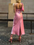 Bjlxn Pink Camis Long Dresses Women Satin Cut Out Sleeveless Slip Dress Female Backless Sexy Party Dresses Summer Slit Midi Dress