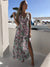 Bjlxn Summer Chiffon Long Dress Women Elegant Ladies Fashion Print Boho Beach Midi Dresses For Woman Sexy Split Maxi Vestidos