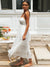 White Spaghetti Straps Dress Elegant 2023 Summer Women Holiday Hollow Out Long Beach Sundress Soft Smock Split Vestido A1074
