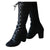 2023 Black boots women Shoes  knee high Women Casual Vintage Retro Mid-Calf Boots Lace Up Thick Heels Shoes