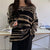 Retro Striped Sweaters Women Loose Patchwork Knitted Jumpers Vintage Streetwear Punk Gothic Long Sleeve Oversize Pullover