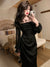 Women Elegant Bodycon Midi Party Dress Long Sleeve Vintage Casual Solid Evening Vestidos Femme Fashion Slim Robe