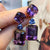 Luxury Square Purple Cubic Zirconia Stones Earrings Exquisite Fashion Gold Color Dangle Earrings for Women Wedding Jewelry