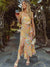 Sexy Sling Strappy Bustier Dress Summer 2023 Party Birthday Festival French Romantic Dress Women Split flora Maxi Dress A2285