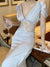 New Dresses High Waist Elegant Lady Vintage Chic Sexy Lace Petal Sleeve Women Summer Fashion Long Evening Dress