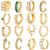 Round Hoop Earrings for Women CZ Gold Color Women's Ear Rings Heart Snake Clip on New in Korean Fashion Jewelry